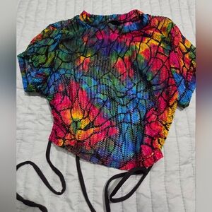 AKIRA Multicolor Mesh Crop Top